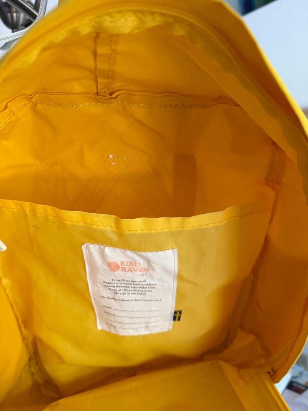 Fjallraven Kanken Backpack in Bright Yellow with Red Logo - Picture 4 of 6